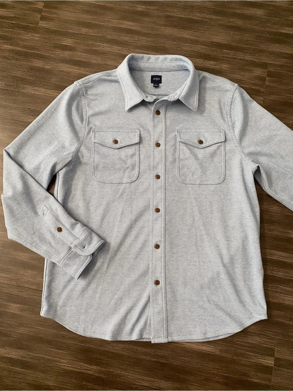 J. Crew Double nit Work Men's Button-Down Shirt Jacket Light blue